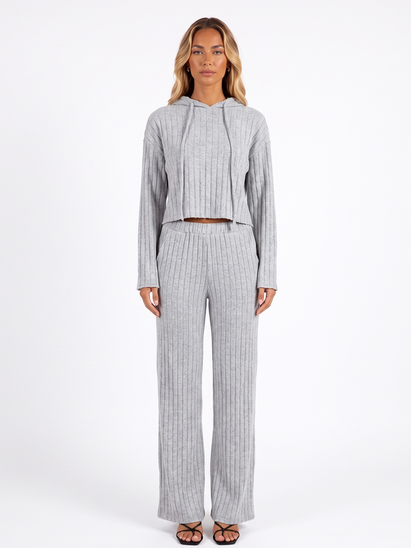 Cropped Hoodie and Wide-Leg Trouser Set