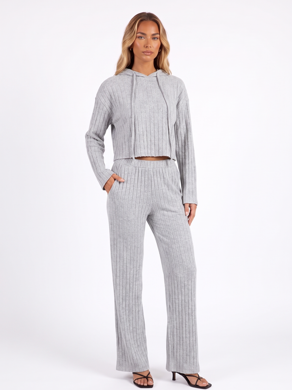 Cropped Hoodie and Wide-Leg Trouser Set